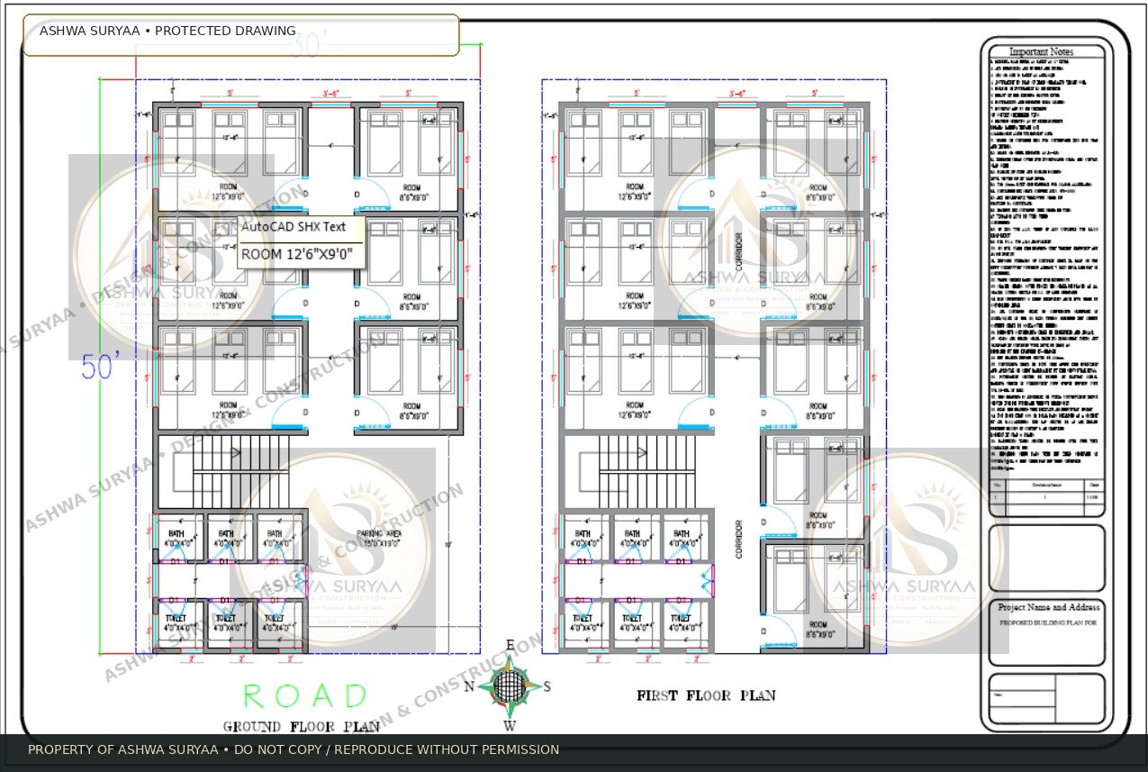 30 x 50 west-facing PG planning layout