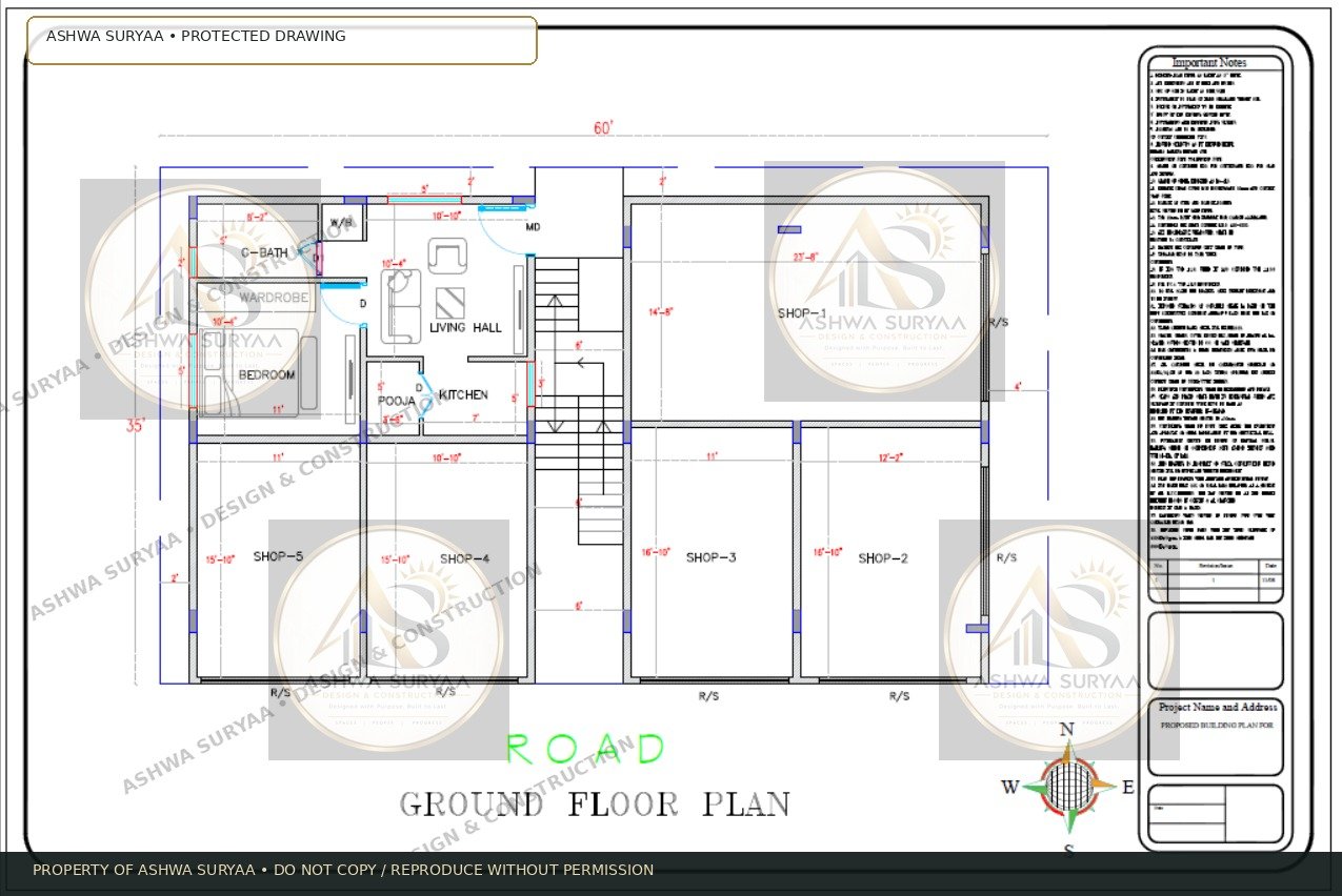 35 x 60 south-facing residential plan option one