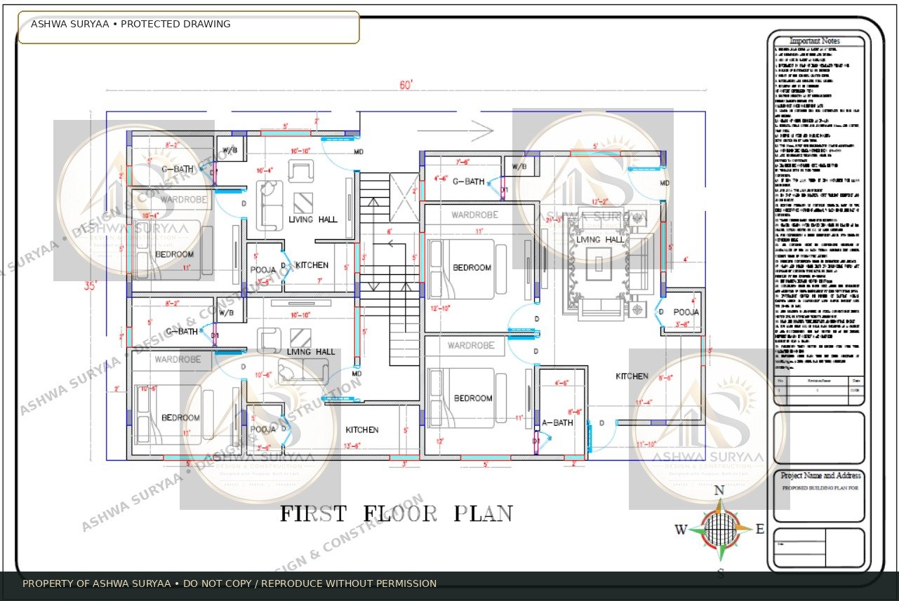 35 x 60 south-facing residential plan option two